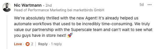 Customer post screenshot